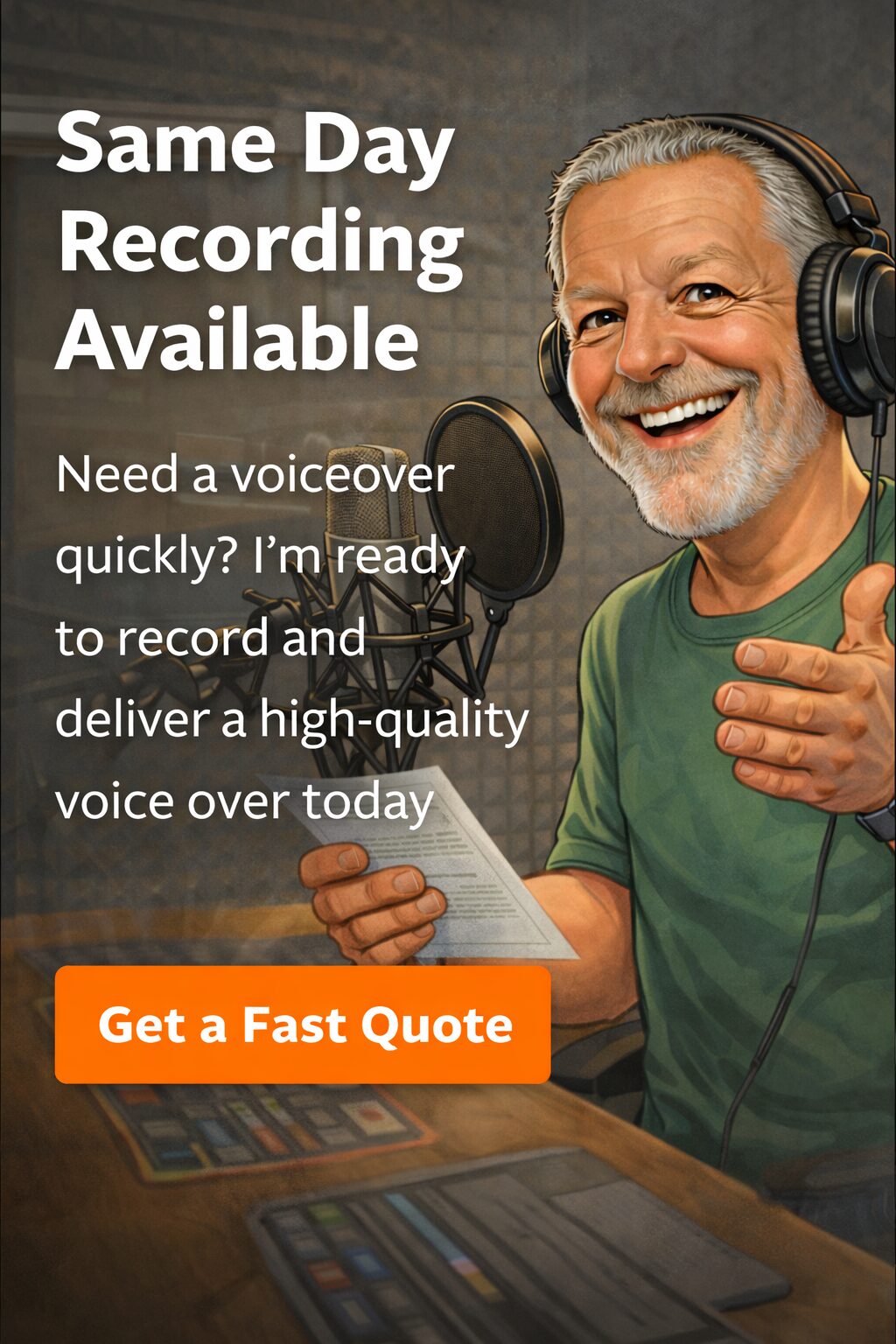 Get a Fast Quote for your Voice Over Recording Get a Fast Quote for your Voice Over Project Today !