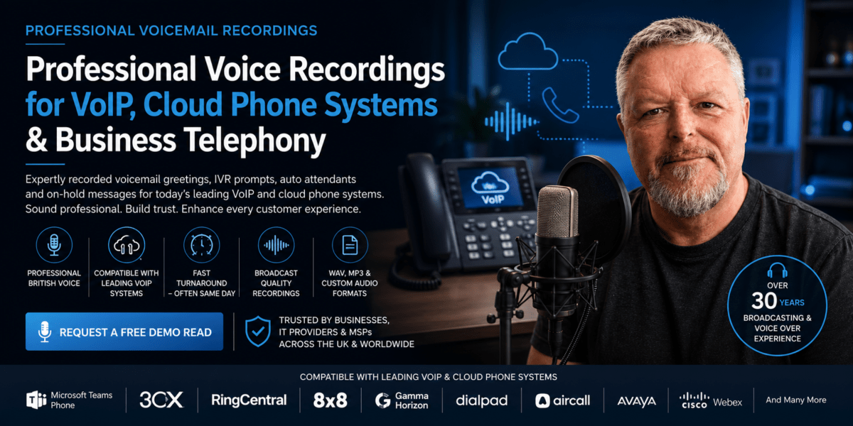Professional Voicemail Recordings for VoIP & Cloud Phone Systems Spencer Cork Discover professional voicemail recordings for modern VoIP and cloud phone systems. Learn how expertly recorded greetings improve customer experience and why businesses, telecom providers and MSPs choose Spencer Cork for broadcast-quality voicemail, IVR and auto attendant recordings.