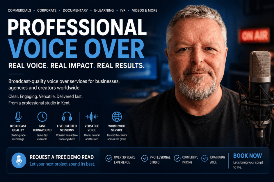 Professional Voice Over Services for Broadcasting, Radio, Television & Digital Media Professional voice over services for broadcasting, radio, television, podcasts, documentaries and digital media. Trusted broadcast-quality narration from Spencer Cork with over 30 years of broadcasting experience.